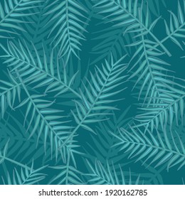 Leaves of palm tree. Seamless vector pattern