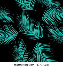 Leaves of palm tree. Tropical leaves. Seamless pattern. Vector background