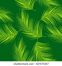 Leaves of palm tree. Tropical leaves. Seamless pattern. Vector background