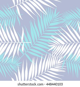 Leaves of palm tree. Tropical leaves. Seamless pattern. Vector background