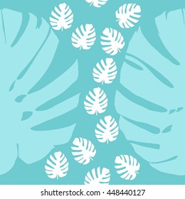 Leaves of palm tree. Tropical leaves. Seamless pattern. Vector background