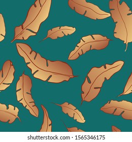 Leaves of palm tree. Vector hand-drawn image.
Seamless pattern.