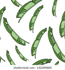The leaves of the palm trees. Seamless pattern. Vector illustration.