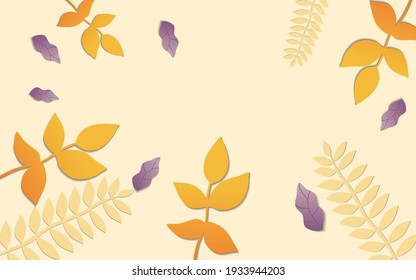 Leaves Paper Cut Textured Background with shadow seamless texture. Tropical, Summer Leaves exotic texture