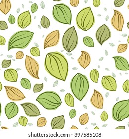 Leaves pastel color pattern seamless on white background. Pattern swatches included in file.