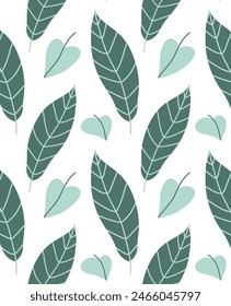 Hojas en colores pastel. Patrón de Vector sin costura. Envoltura y diseño textil.