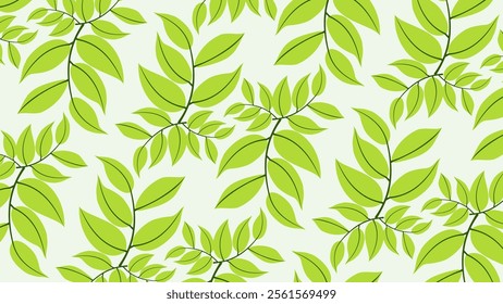 Leaves pattern background. Green leaves illustration pattern. Green leaves background. Perfect for fabrics, print, textile, wallpaper, and decor. SSTKbackgrounds 