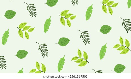 Leaves pattern background. Green leaves illustration pattern. Green leaves background. Perfect for fabrics, print, textile, wallpaper, and decor. SSTKbackgrounds 