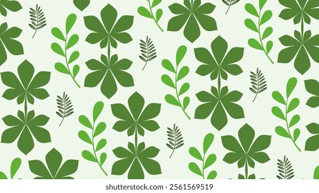 Leaves pattern background. Green leaves illustration pattern. Green leaves background. Perfect for fabrics, print, textile, wallpaper, and decor. SSTKbackgrounds 