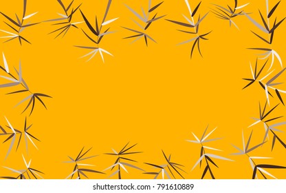 Leaves Pattern. Bamboo Leaves. Beautiful Stems Pattern for Textile, Paper, Wallpaper, Tile, Fabric. Leaves Background. Bamboo Twigs. Leaves Pattern on Yellow Background. Bamboo Abstraction.