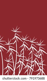 Leaves Pattern. Bamboo Leaves. Beautiful Stems Pattern for Textile, Paper, Wallpaper, Tile, Fabric. Leaves Background. Bamboo Twigs. Twigs Pattern on Red Background. Bamboo Abstraction.