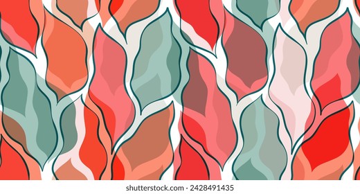 Leaves Pattern. Bright Tropic Palm Leaves Seamless Vector Background, Graphic Jungle Print