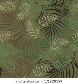 Leaves pattern design camouflage style colored seamless pattern