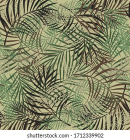 Leaves pattern design camouflage style colored seamless pattern