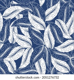 Leaves pattern design with two colors fashion style vector