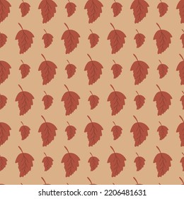 Leaves Pattern. Endless Background with aspen leaf. Seamless red vector illustration