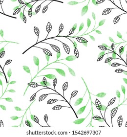 Leaves Pattern. Endless Background. Seamless