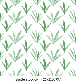 Leaves Pattern. Endless green Background. 
Textured illustration on white background. Simple colorful plants design with green color. Geometric floral pattern backdrop. Nature template.
