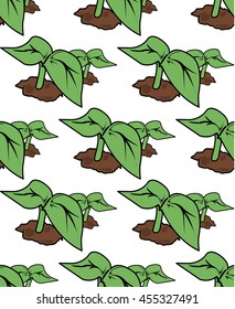 Leaves pattern green on white background