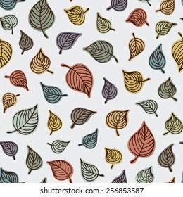 Leaves pattern, hand drawn floral background