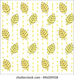 leaves pattern hearts triangle background vector illustration