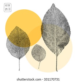 Leaves. Pattern with leaf. Hand Drawn vector 