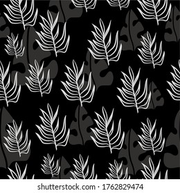Leaves pattern on a black background. For logo, wallpaper, fabric, packing, wrapping, logo
