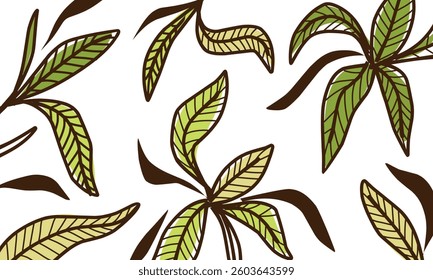 leaves pattern ornament simple retro color