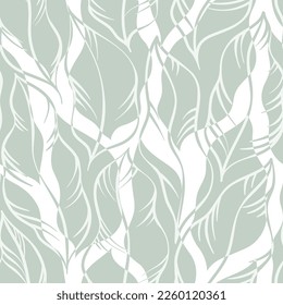 Leaves Pattern. Tropic Palm Leaves Seamless Vector Background, Graphic Jungle Print