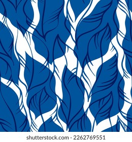 Leaves Pattern. Tropic Palm Leaves Seamless Vector Background, Graphic Jungle Print