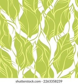 Leaves Pattern. Tropic Palm Leaves Seamless Vector Background, Graphic Jungle Print