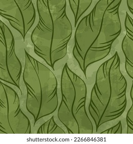 Leaves Pattern. Tropic Palm Leaves Seamless Vector Background, Graphic Jungle Print