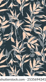 leaves pattern, tropical leaves, big leaves. floral leaf. vector illustration.
