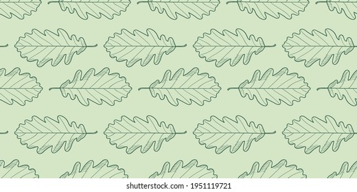 Leaves pattern vector background, botanical illustration, line art wallpaper, oak leaves