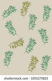 Leaves pattern. Vector black and white background and texture.