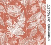 Leaves Pattern. Watercolor leaves seamless vector background, jungle print textured