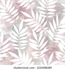 Leaves Pattern. Watercolor leaves seamless vector background, jungle print textured