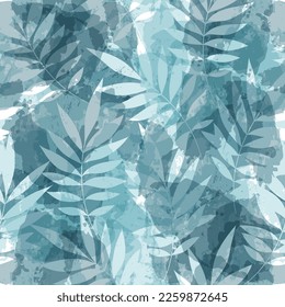 Leaves Pattern. Watercolor leaves seamless vector background, jungle print textured