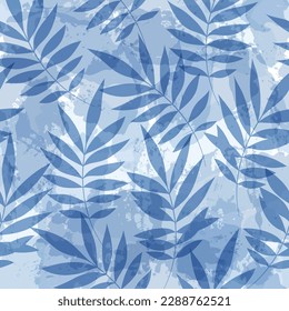 Leaves pattern. Watercolor leaves seamless vector background, textured jungle print