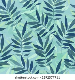 Leaves pattern. Watercolor leaves seamless vector background, textured jungle print