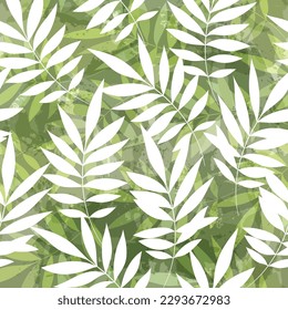 Leaves pattern. Watercolor leaves seamless vector background, textured jungle summer print