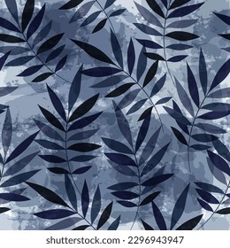 Leaves pattern. Watercolor leaves seamless vector background, textured jungle print
