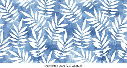 Leaves Pattern. Watercolor leaves seamless vector background, jungle print textured
