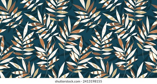 Leaves Pattern. Watercolor leaves seamless vector background, jungle print textured