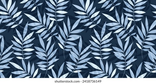 Leaves Pattern. Watercolor leaves seamless vector background, jungle print textured