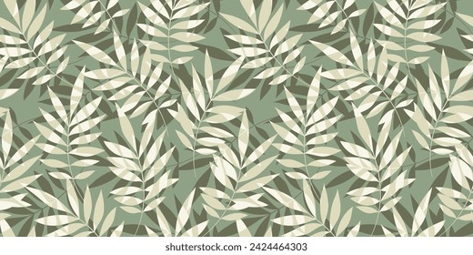 Leaves Pattern. Watercolor leaves seamless vector background, jungle print textured