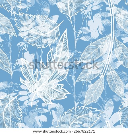 Leaves Pattern. Watercolor leaves seamless vector background, jungle print textured