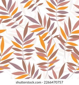 Leaves Pattern. Watercolor Tropic Palm Leaves Seamless Vector Background, Textured Jungle Print