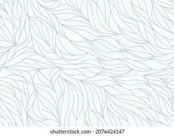 Leaves pattern with wavy lines and scrolls petals on white background. Abstract organic linear design in art deco style. Seamless vector design for textile, fabric and wrapping.