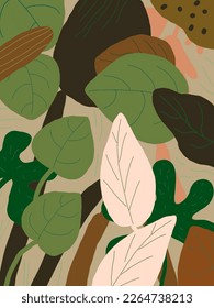 Blätter auf grünen Hintergrund-Illustrationen, Vektorästhesie für Tapeten, Tapeten-Deko, Vorlagen-Cover, Kunstdrucke